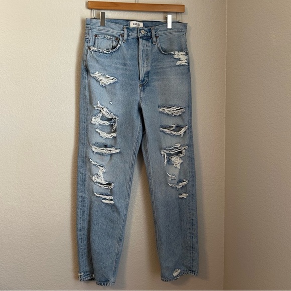 Agolde 90s Mid Rise Loose Fit Straight Leg Distressed Organic Cotton Jeans, 27 - Picture 3 of 13